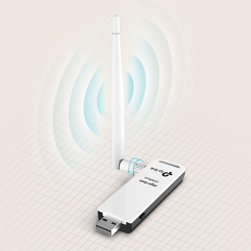 Adaptador USB Wi-Fi TP-LINK TL-WN722N (Wi-Fi 4 - 150 Mbit/s - Single-band - Branco e Preto) — miniatura 4