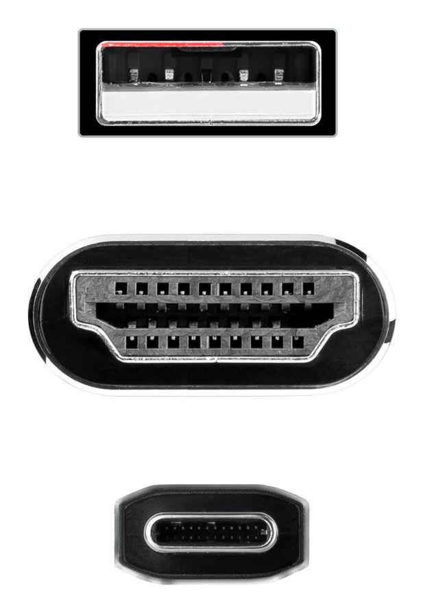 Cabo Conversor HDMI para USB-C NANOCABLE 10.15.4354 (1,8 m - USB Type-C - HDMI + USB Type-A - Preto) — miniatura 3