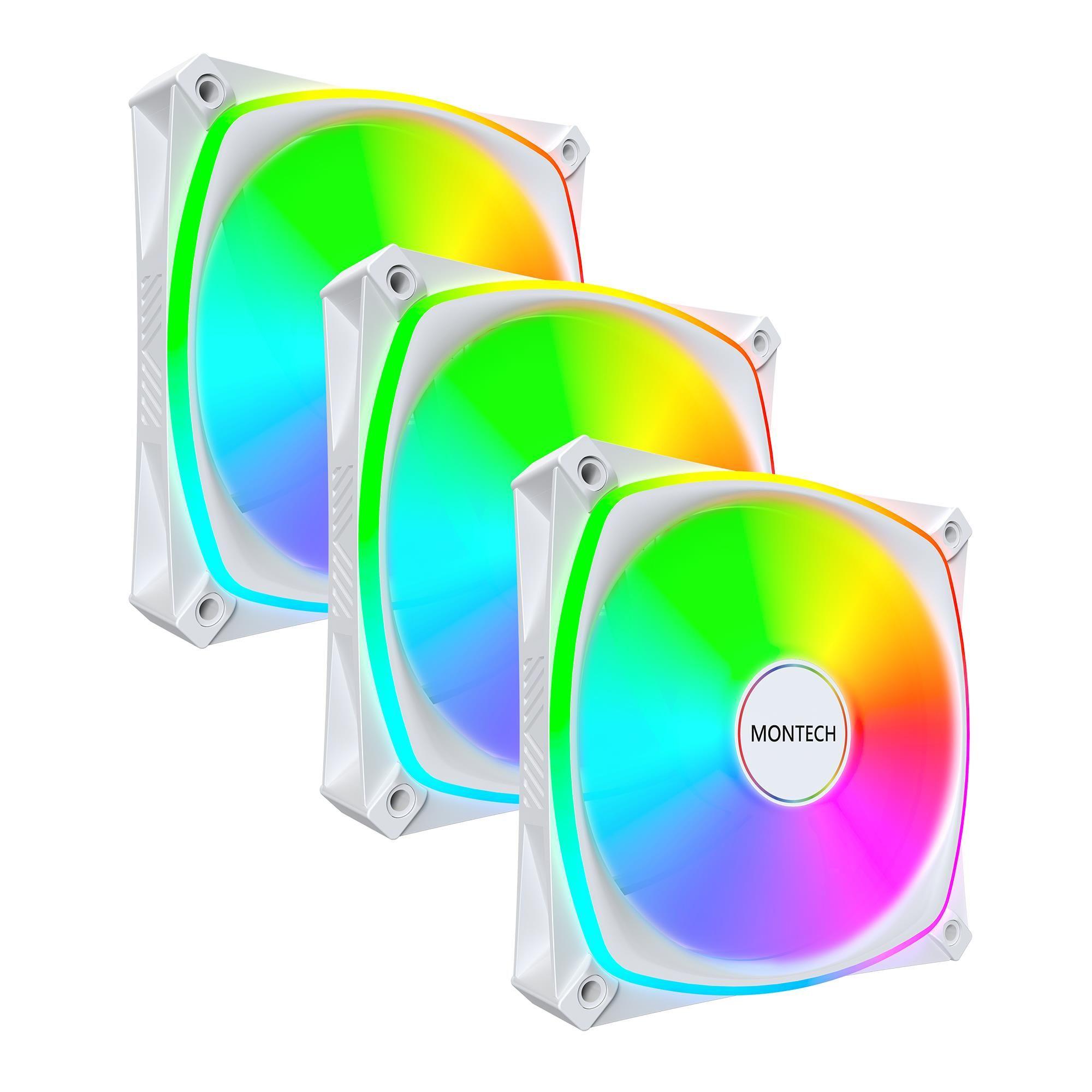 Conjunto de Ventoinhas MONTECH RX120 PRO (ARGB - Branco)