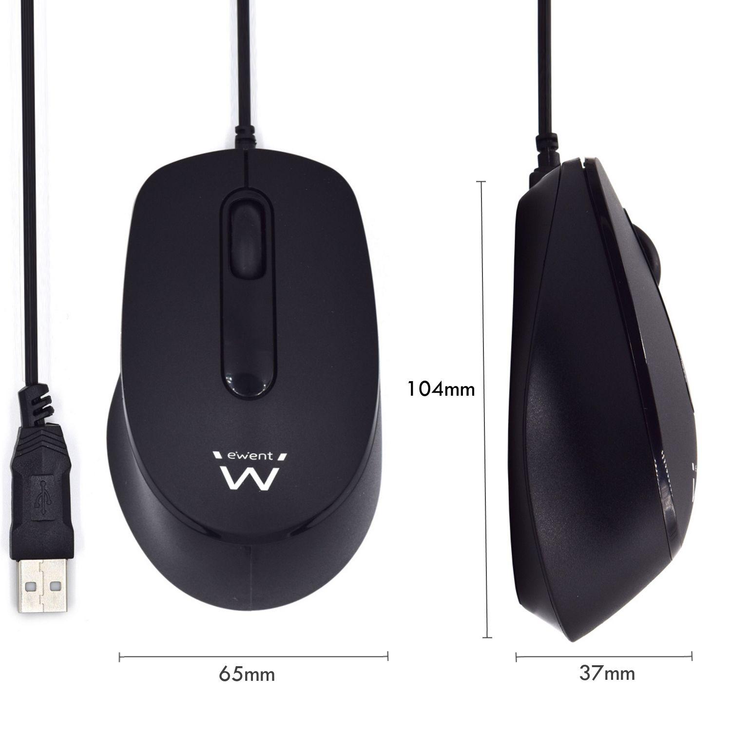 Rato EWENT EW3159 (Ambidestro - 1000 DPI - Ótico - Preto) — miniatura 4