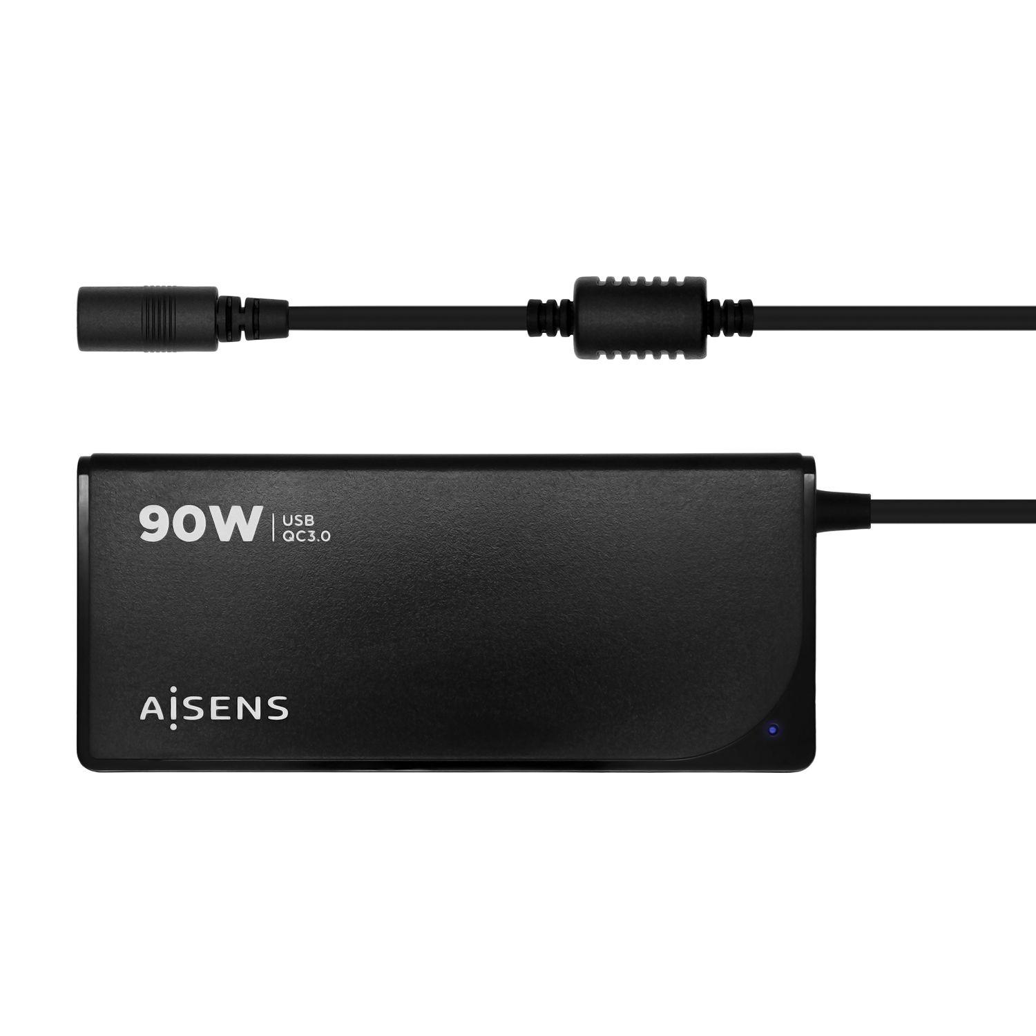 Carregador de Portátil Universal AISENS ASLC-90WAUTO-BK (90 W - 5 A - 15-20 V - Preto)