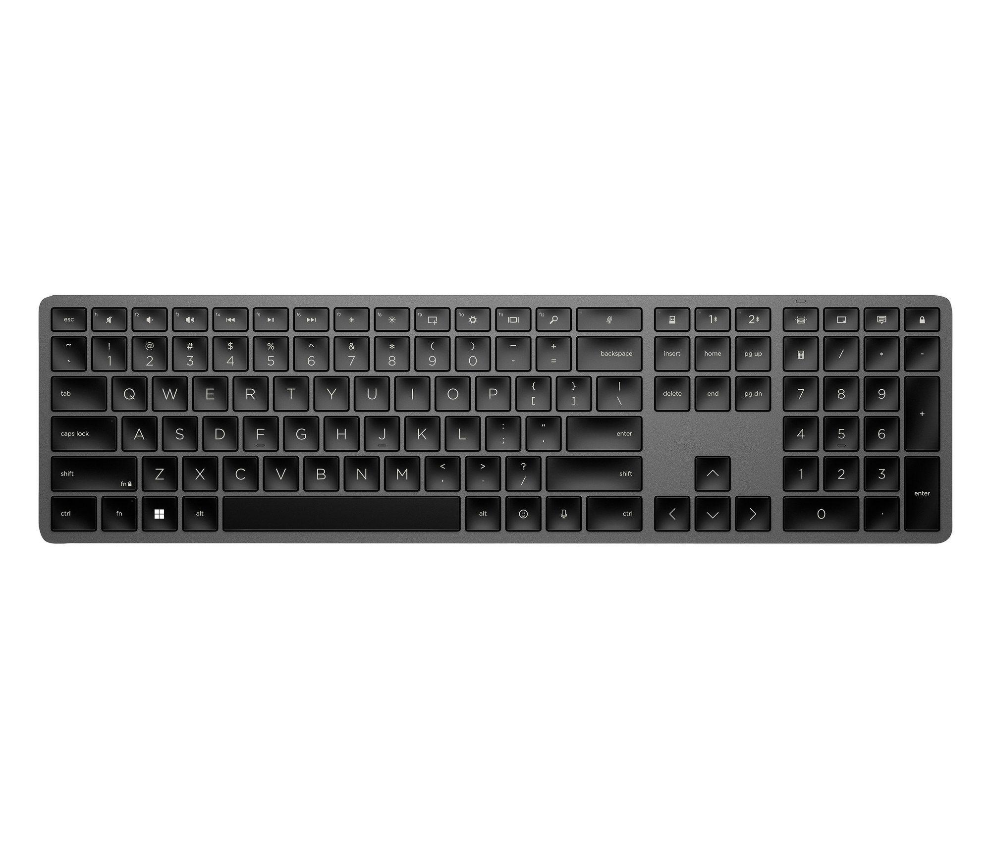 Teclado HP 975 (Teclas tesoura - Tamanho grande - RF Wireless + Bluetooth - Preto)