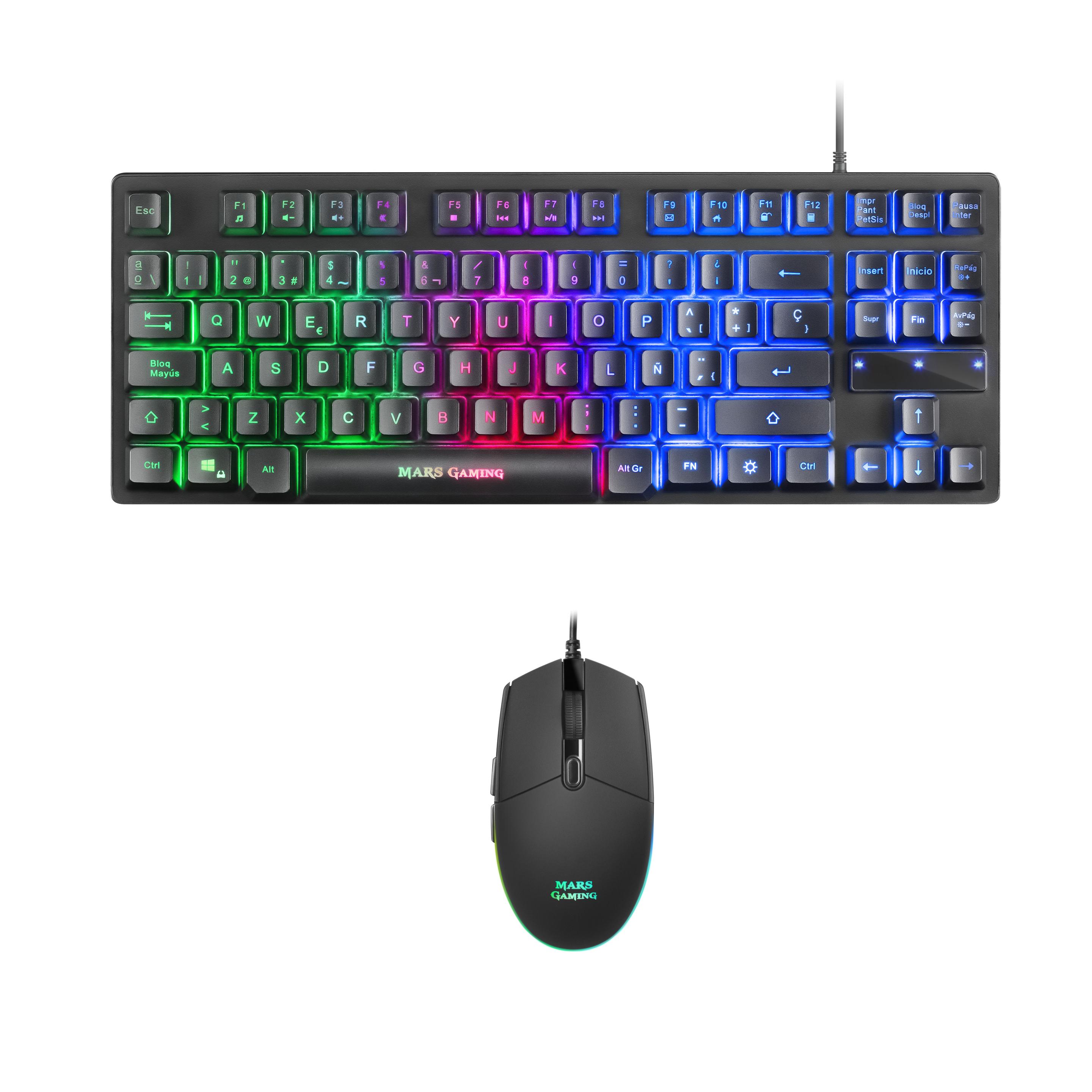 Conjunto Teclado e Rato MARS GAMING MCPTKL (Espanhol - Membrana - Tamanho completo - Preto)