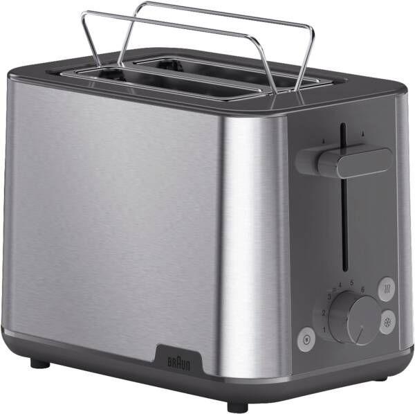 Torradeira BRAUN HT 1510 GY (900 W - 2 fatias - Plástico, Aço inoxidável - Cinzento e aço inoxidável)