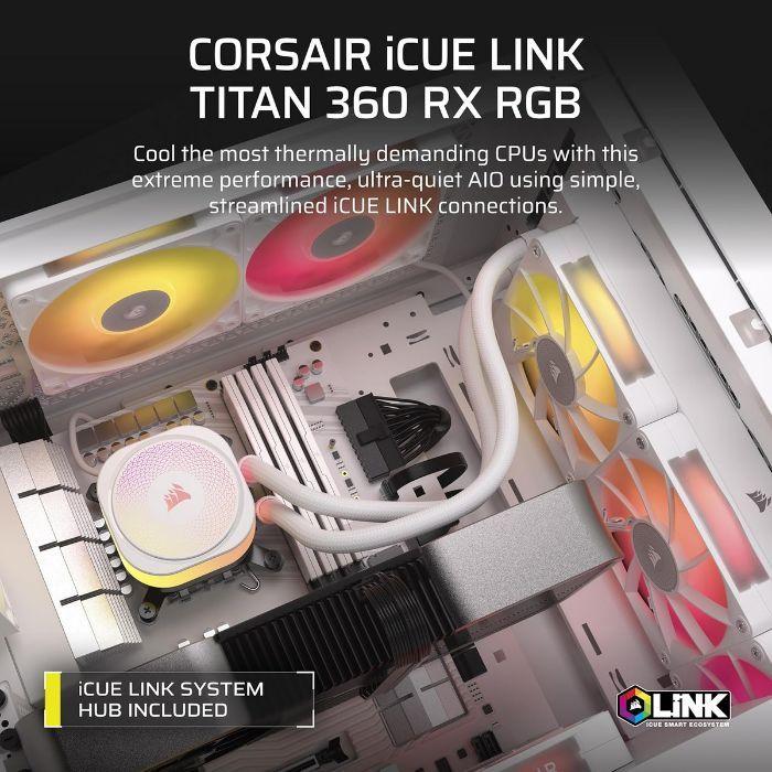 Sistema de Arrefecimento Líquido AIO CORSAIR iCUE LINK TITAN 360 RX RGB (12 cm - 2100 RPM - RGB multicolor - Branco) — miniatura 2