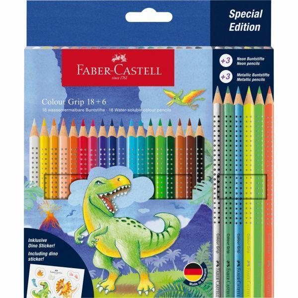 Lápis de Cor FABER-CASTELL Colour Grip Dino 18+6 (Multicor)