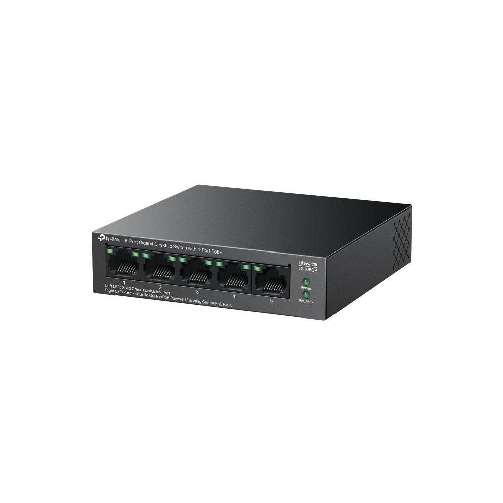 Switch TP-LINK LiteWave LS105GP (Gigabit Ethernet - 10 Gbit/s - 16000 bytes - Preto) — miniatura 2