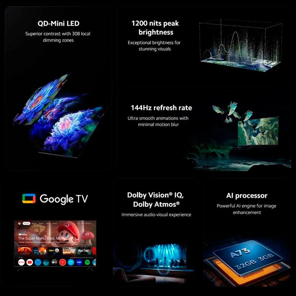 Televisão XIAOMI TV S Mini LED 75 (2025) (75" - 4K Ultra HD - Mini LED - Preto) — miniatura 3