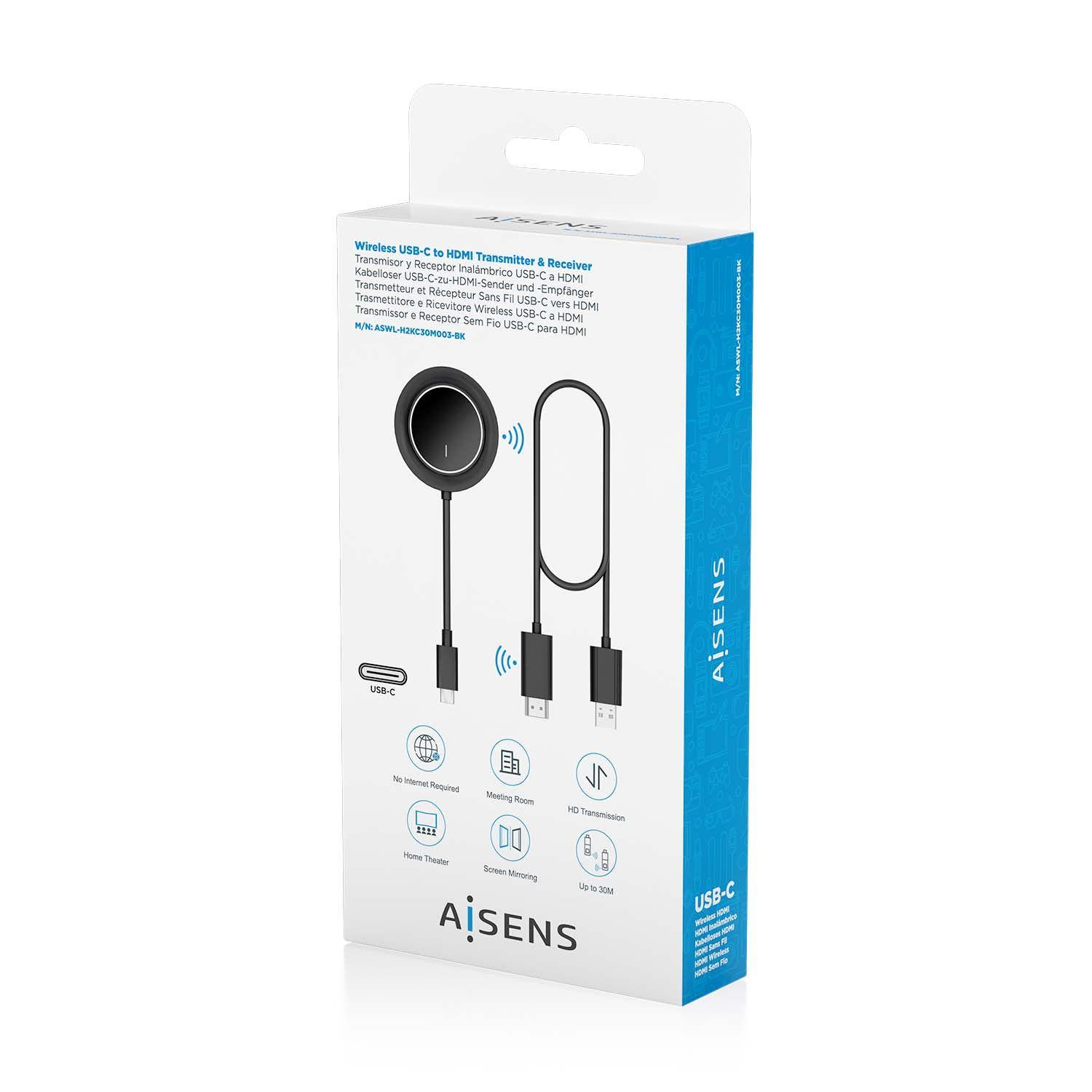 Transmissor e Recetor AV Sem Fios AISENS ASWL-H2KC30M003-BK (60 Hz - Preto), miniatura 8