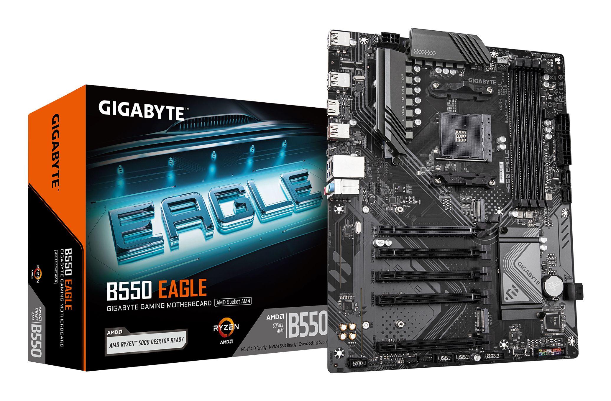 Motherboard GIGABYTE B550 EAGLE (AM4 - ATX - Duplo canal - Castanho escuro)