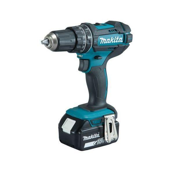 Berbequim com Percussão sem Fios MAKITA DHP482RFWJ (18 V - Iões de lítio - Branco/Preto)