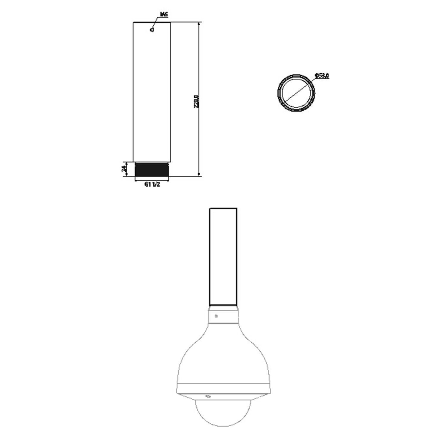 Extensor de Suporte de Teto DAHUA PFA112 (Interior - Liga de alumínio - Alumínio Branco), miniatura 3