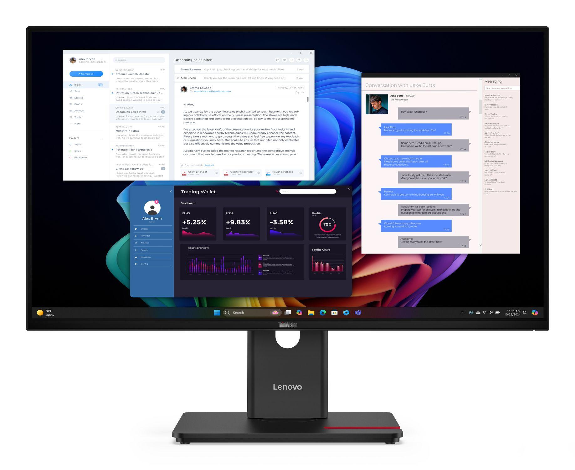 Monitor LENOVO ThinkVision T27UD-40 (27" - IPS - 60 Hz - Preto), miniatura 2
