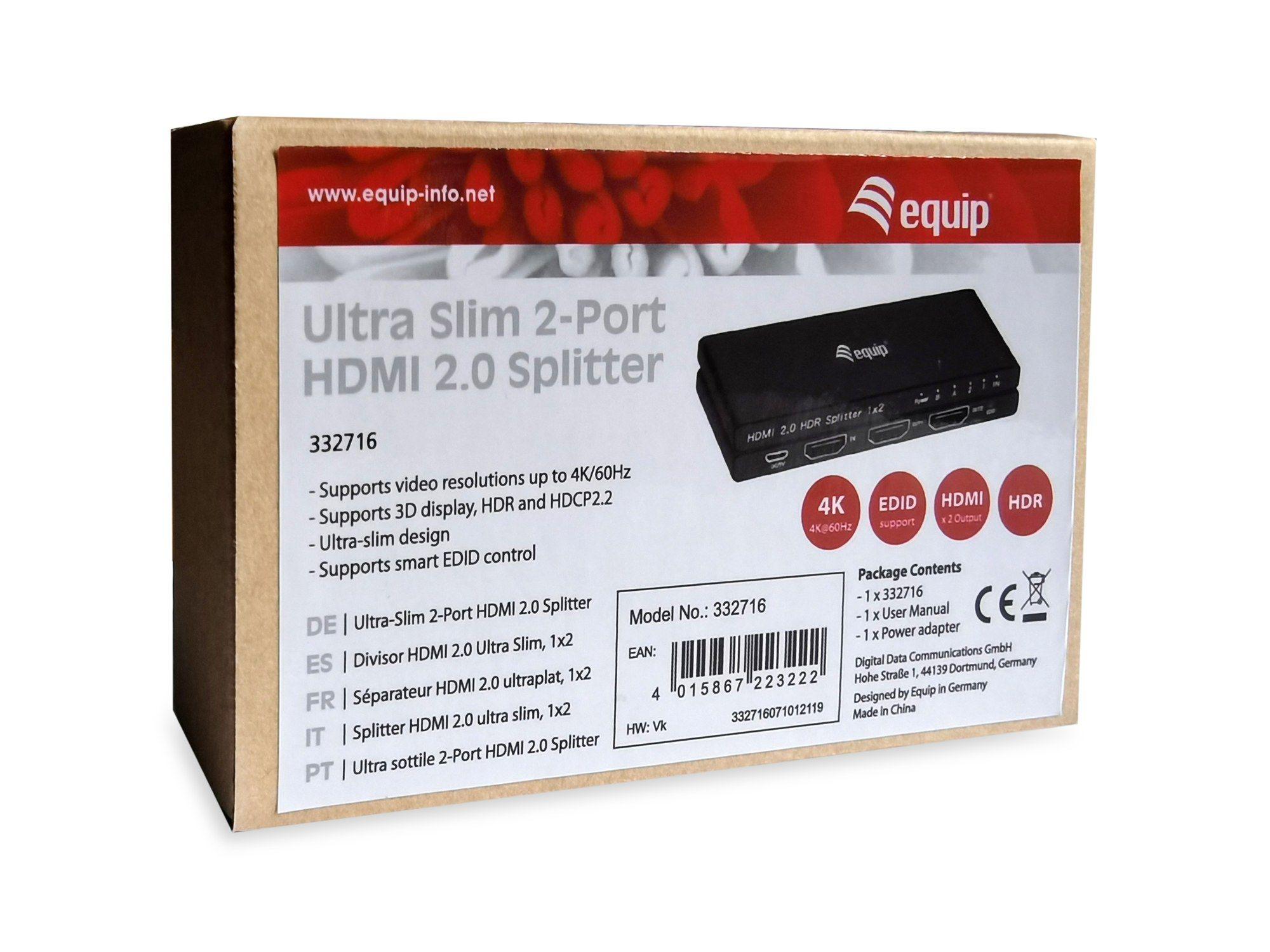 Divisor de Vídeo HDMI EQUIP 332716 (60 Hz - Preto) — miniatura 3