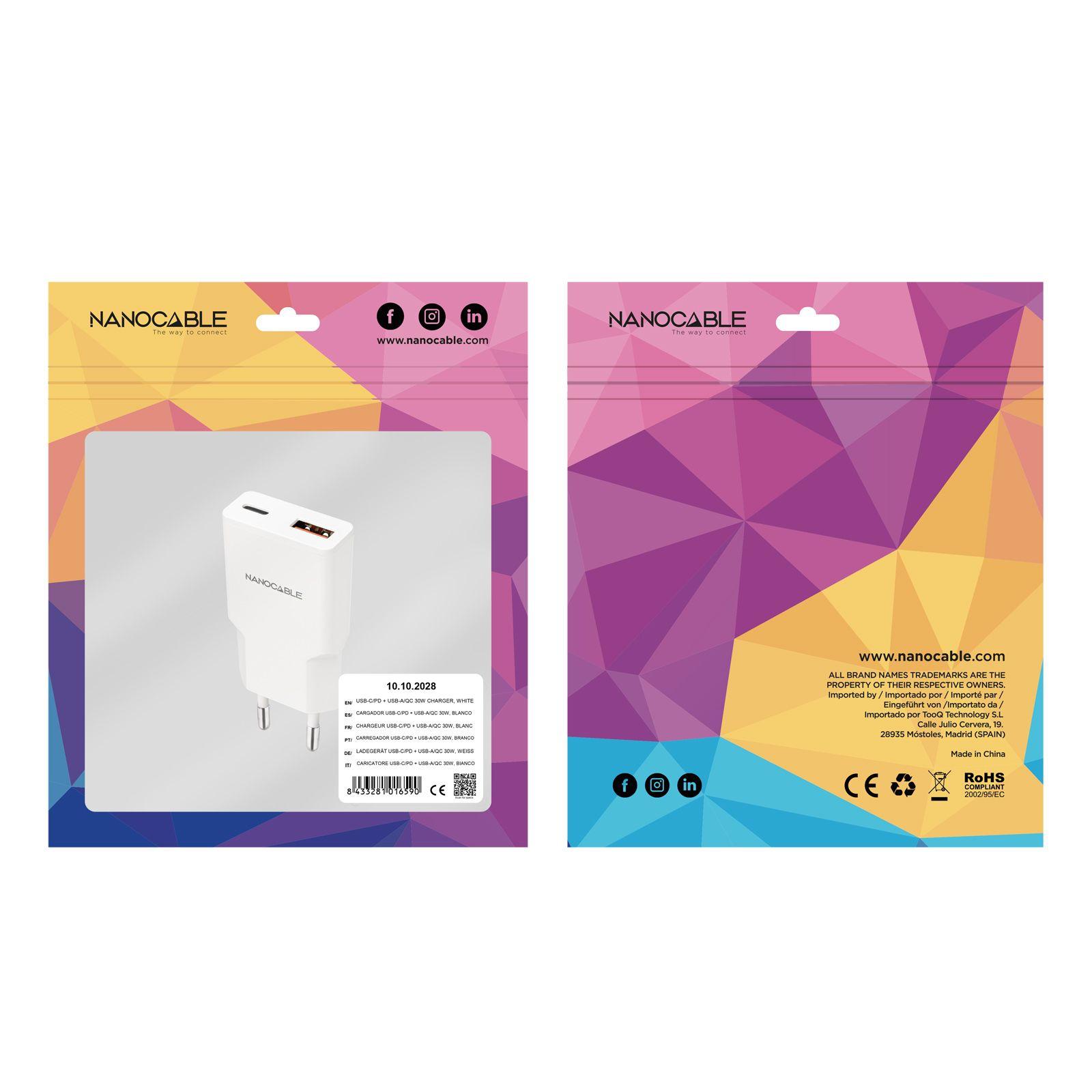 Carregador de Parede NANOCABLE 10.10.2028 (30 W - Até 30 W - Branco) — miniatura 3