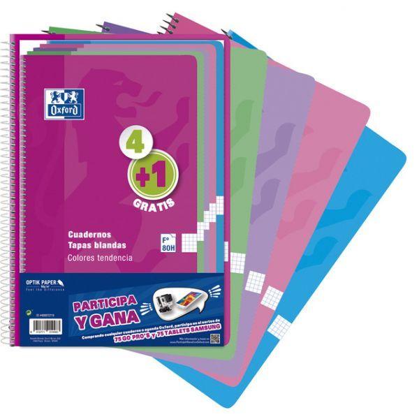 Pack 4+1 Cadernos de Espiral OXFORD 400072719 (Cores Sortidas), miniatura 2