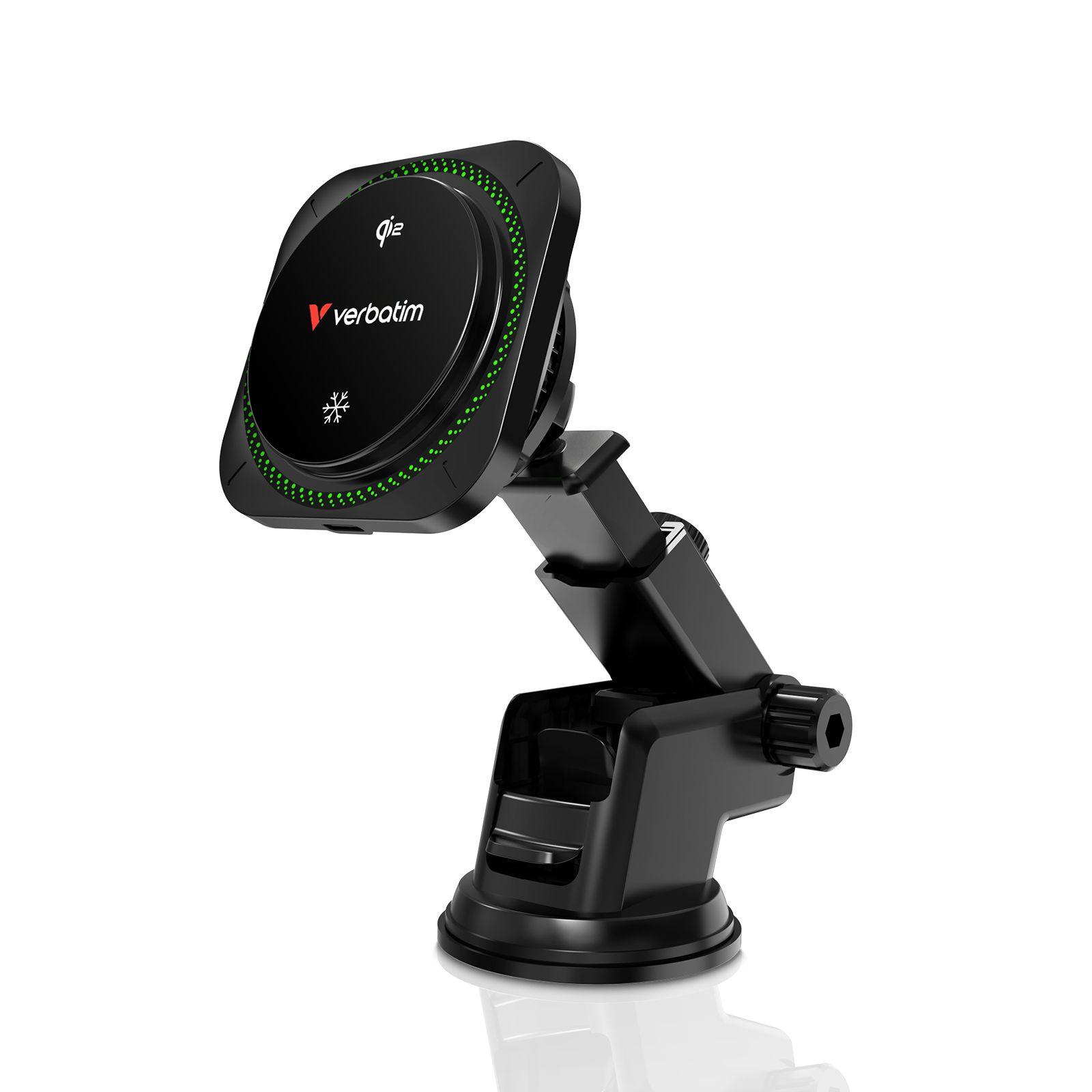Carregador Sem Fios para Automóvel VERBATIM Charge 'n' Drive CND-01 (Smartphones Android e iOS - USB-C - Preto)