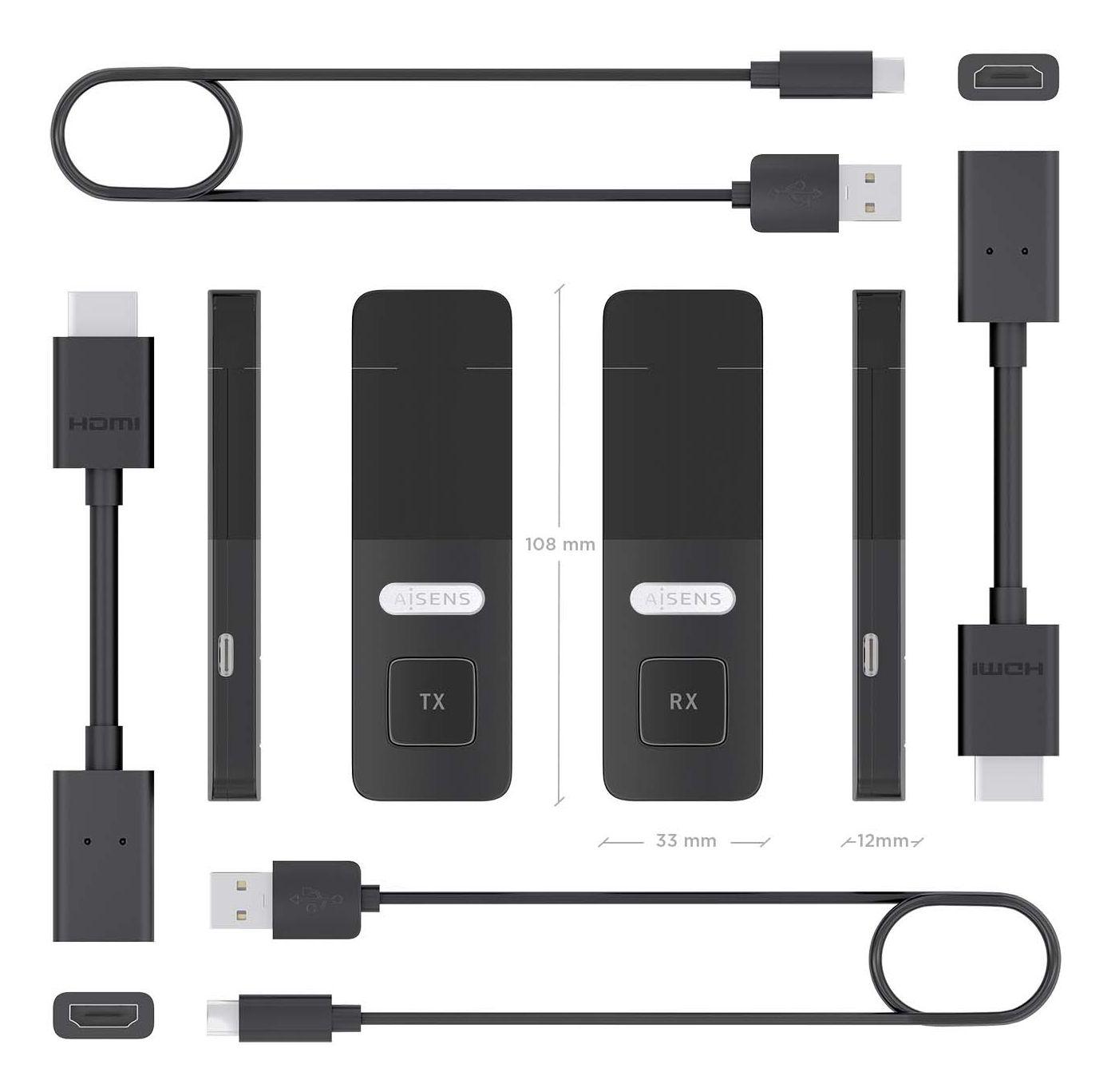 Transmissor e Recetor HDMI Sem Fios AISENS ASWL-H2K30M001-BK (60 Hz - Preto), miniatura 4