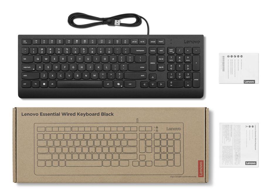 Teclado LENOVO Essential Wired Keyboard AI (Espanhol - Plunger key switch - Tamanho completo - Preto) — miniatura 3