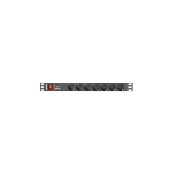 Bloco de Tomadas para Rack LANBERG PDU-07F-0200-IEC-BK (Acoplador C14 - Preto), miniatura 2