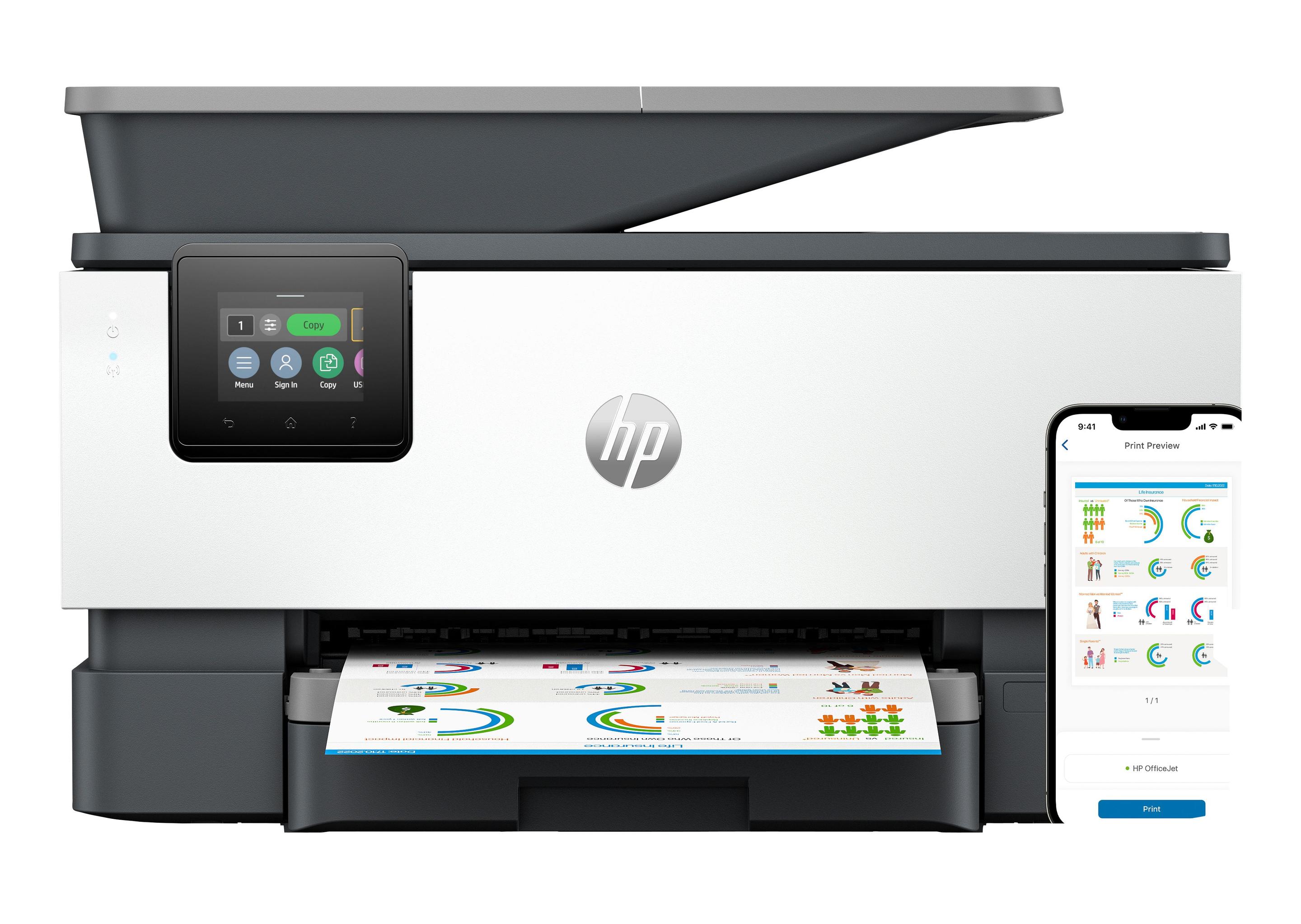 Impressora Multifunções HP OfficeJet Pro 9120b (A4 - Impressão a cores - 250 folhas - Cinzento)