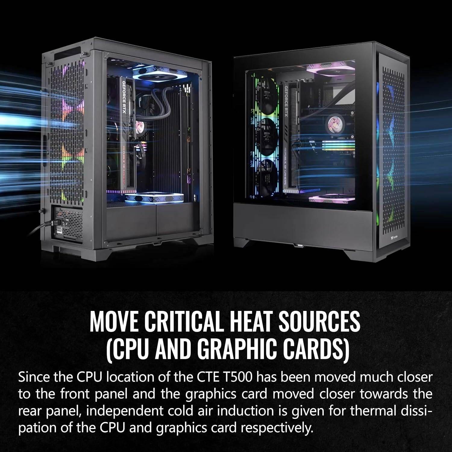Caixa PC THERMALTAKE CTE T500 Air (Torre Completa - Ferro, ABS - 19,5 cm - Preto) — miniatura 3