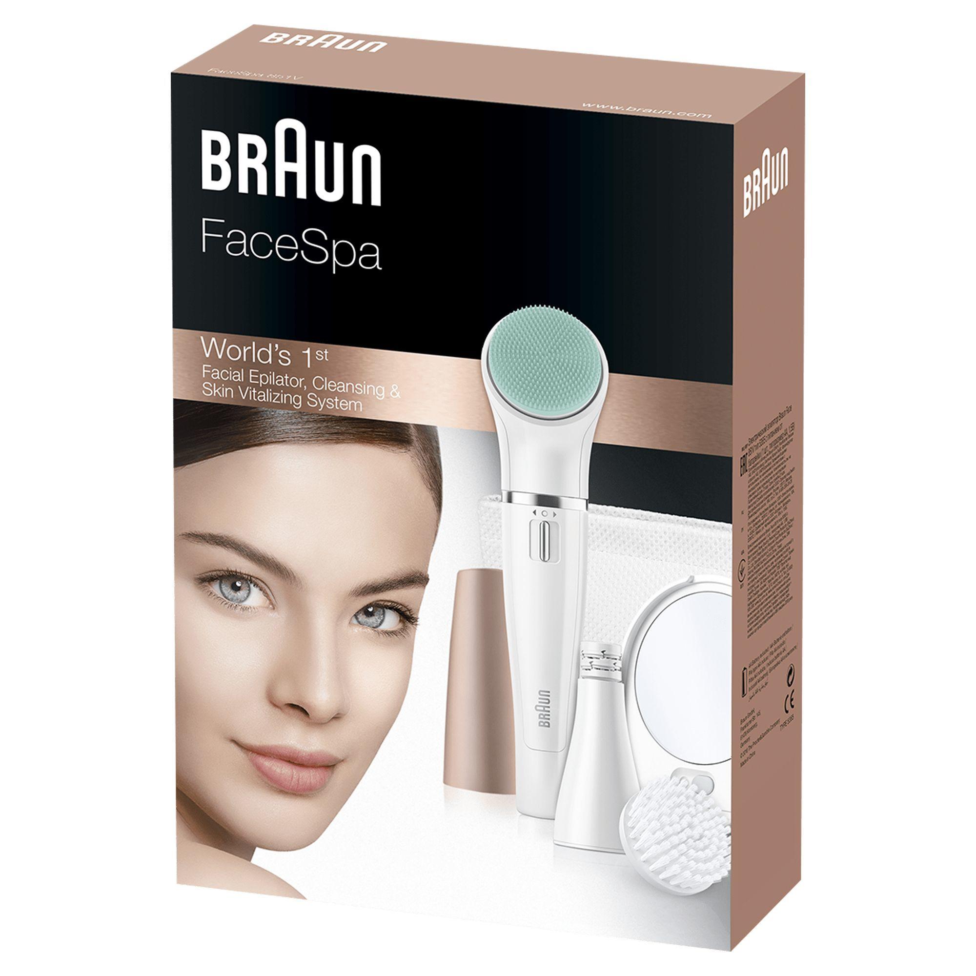 Depiladora Facial e Escova de Limpeza BRAUN FaceSpa SE 851V (Dourado e Branco), miniatura 7
