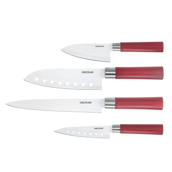 Conjunto de Facas CECOTEC Santoku 01003 (Aço inoxidável com carbono - Vermelho)