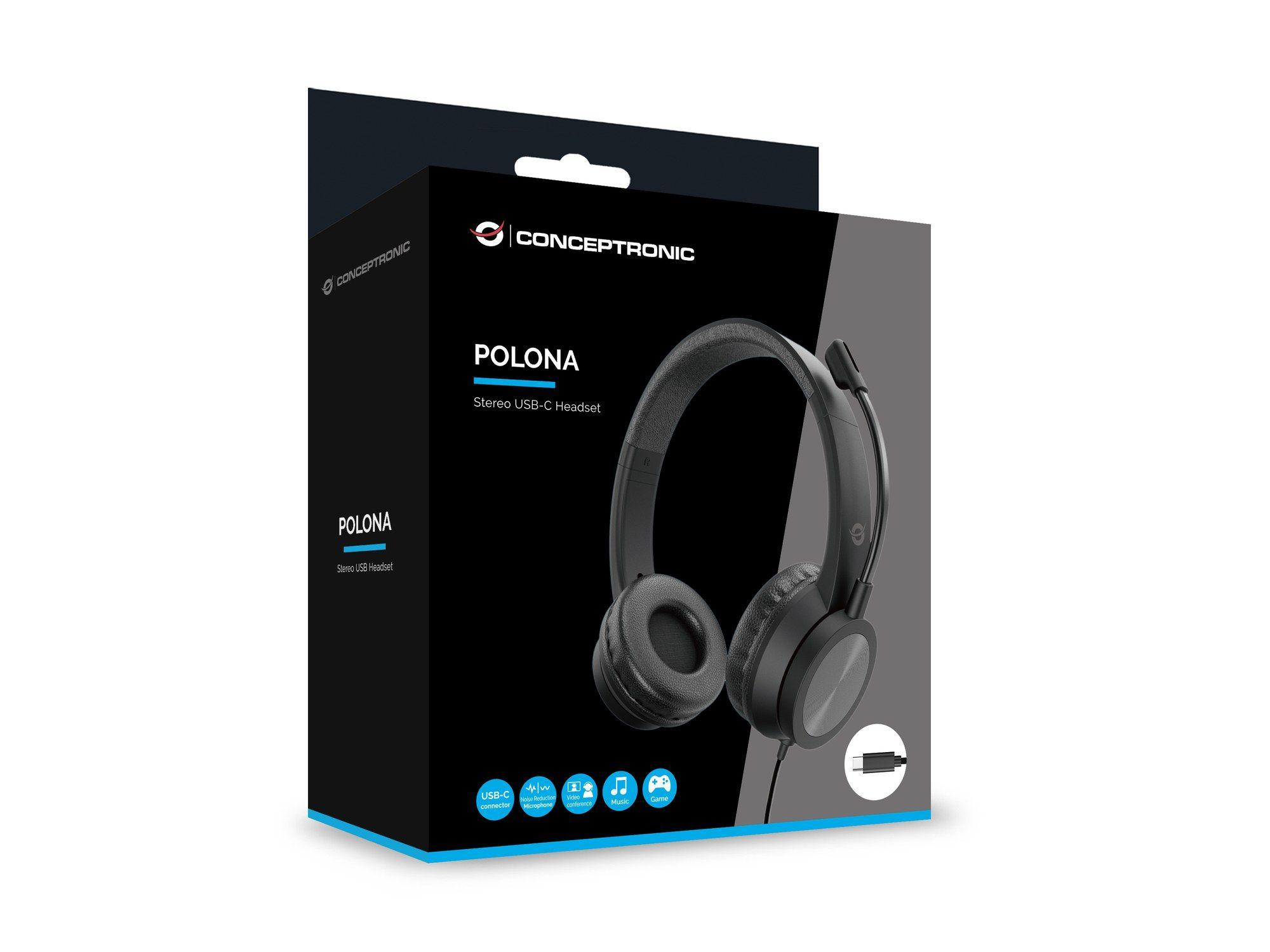 Headset CONCEPTRONIC POLONA05BC (Binaural - Com fios - Circum-aural - Preto) — miniatura 8