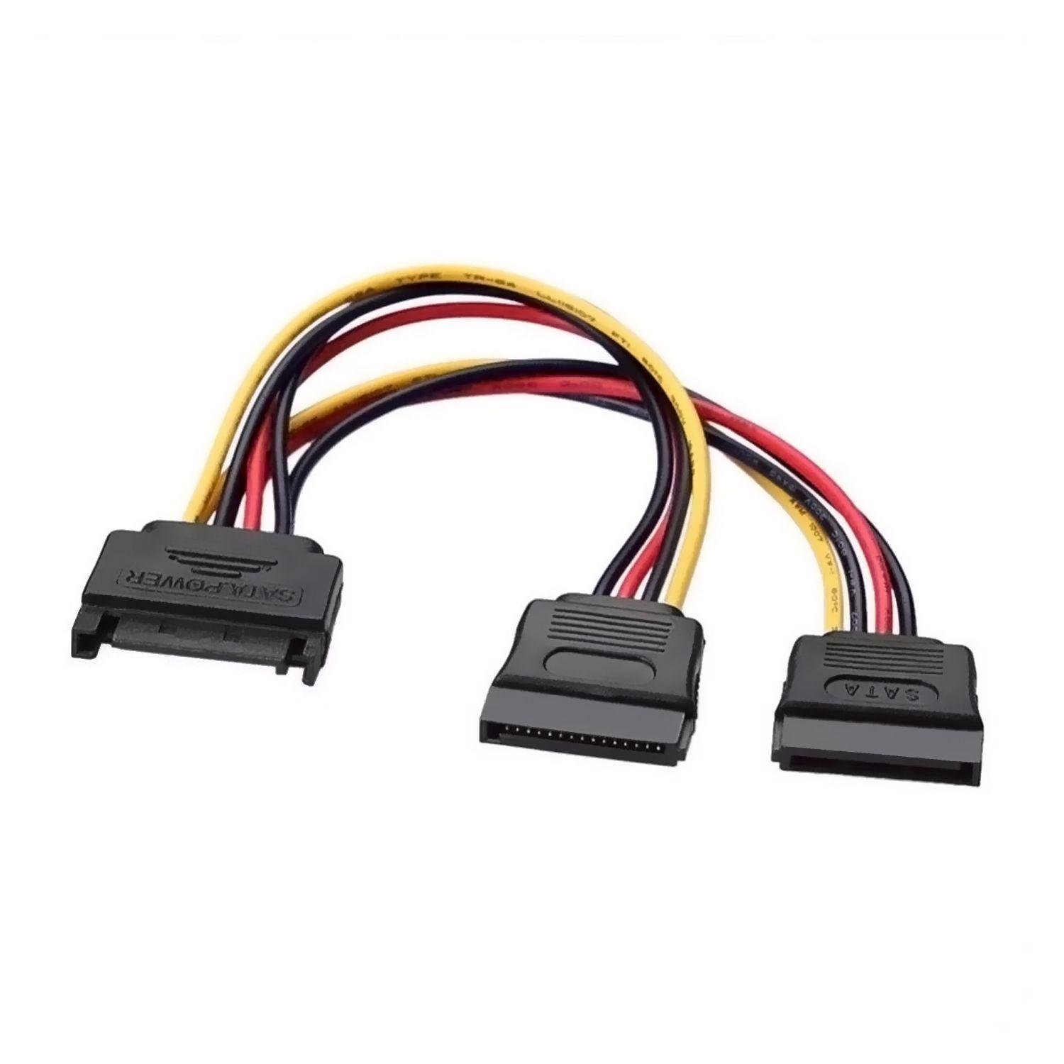 Cabo de Alimentação SATA AISENS A1310353 (0,2 m - 2 x SATA 15-pin - SATA 15-pin - Preto, Vermelho e Amarelo)