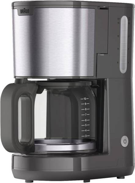 Máquina de Café de Filtro BRAUN KF 1500 GY (Café moído - 1000 W - 15 chávenas - Cinzento/Aço inoxidável)