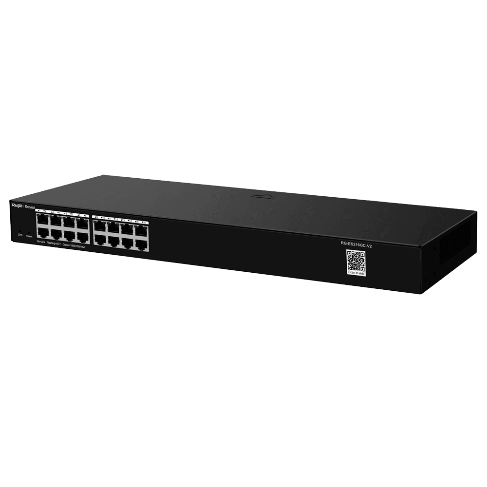 Switch Gerível RUIJIE REYEE RG-ES216GC-V2 (32 Gbit/s - L2 - 10000 bytes - Preto)