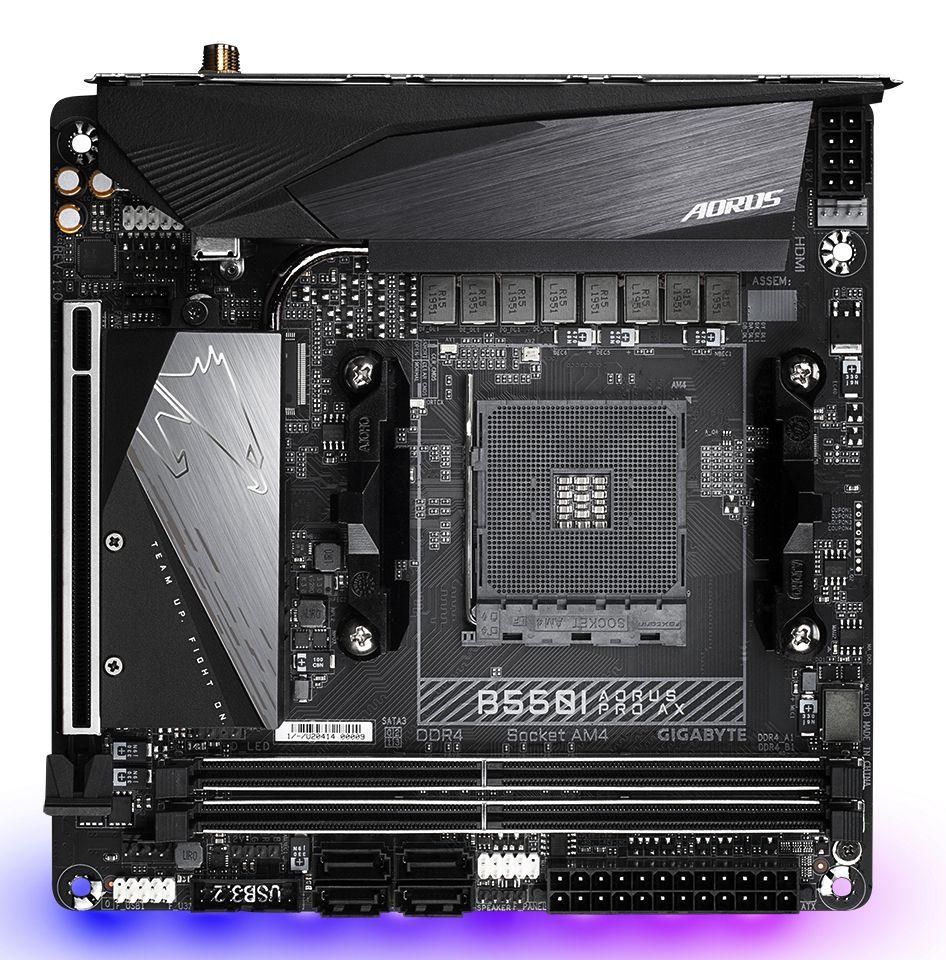 Motherboard GIGABYTE B550I AORUS PRO AX (AM4 - Mini-ITX - Duplo canal - Preto) — miniatura 2
