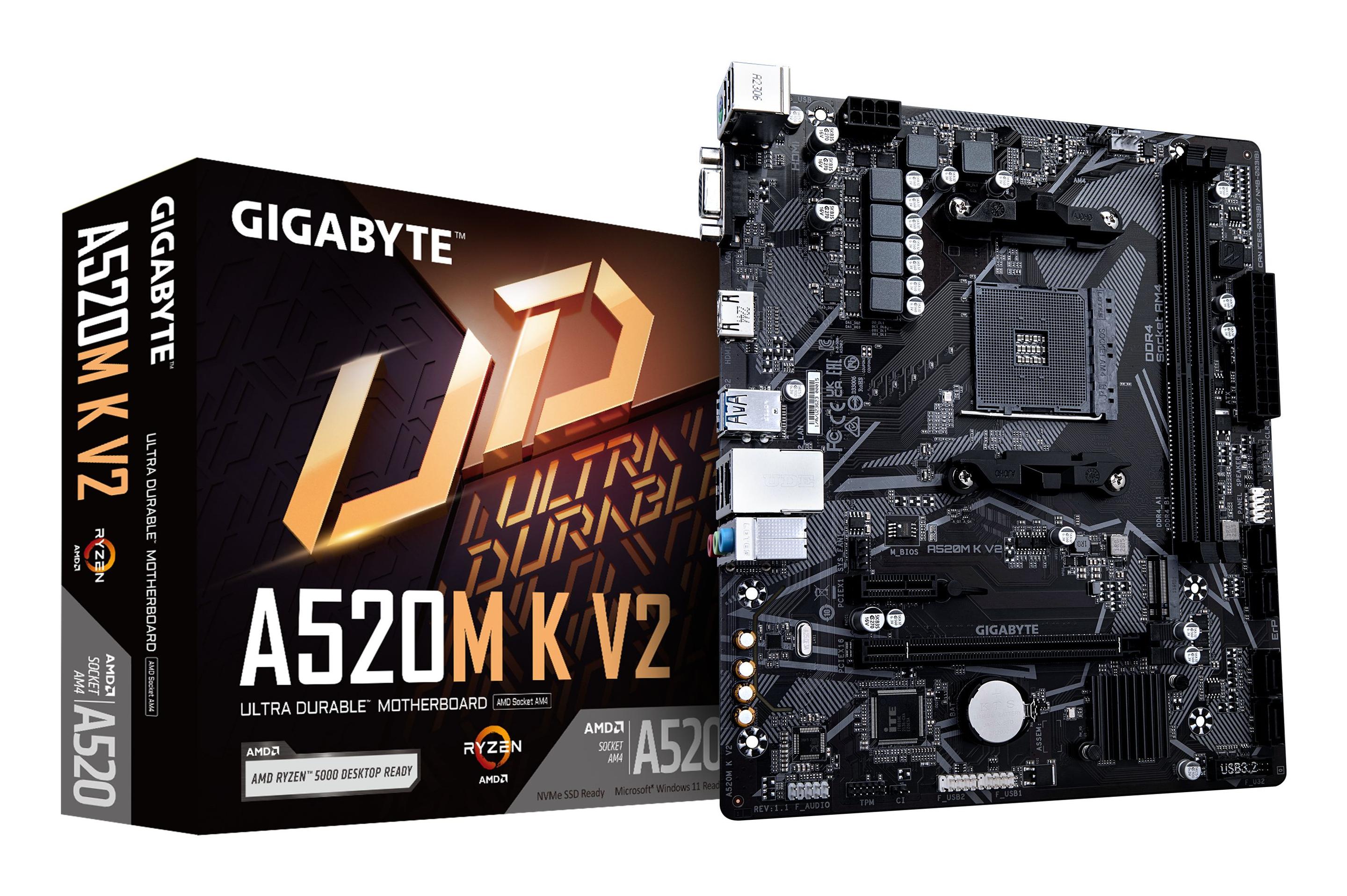 Motherboard GIGABYTE A520M K V2 (AM4 - micro ATX - Duplo canal)