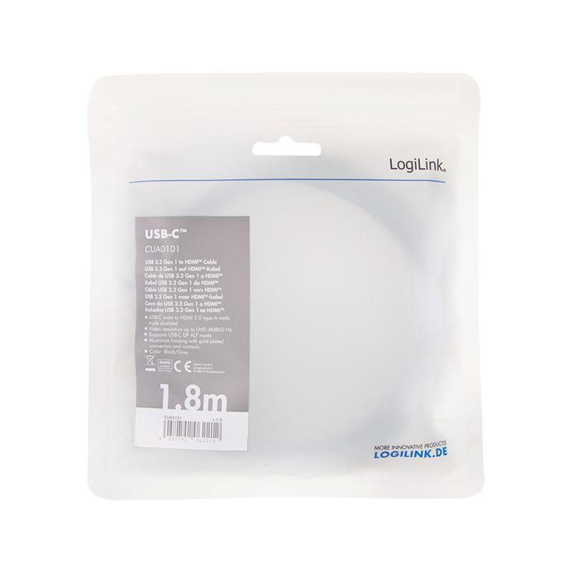 Cabo Adaptador LOGILINK CUA0101 (1,8 m - 60 Hz - HDMI-A - Preto e Cinzento), miniatura 3