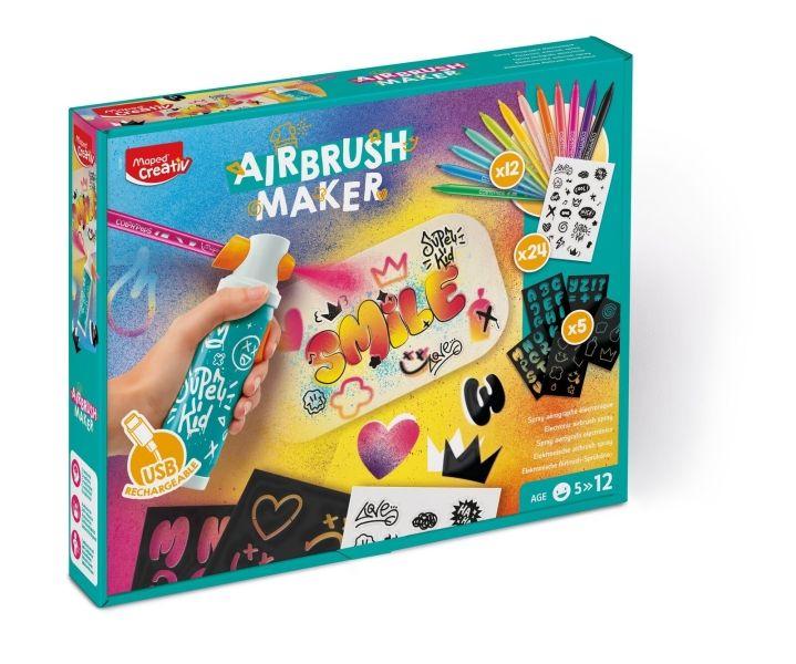 Kit de Aerógrafo Infantil MAPED Airbrush Maker (A partir dos 5 anos)