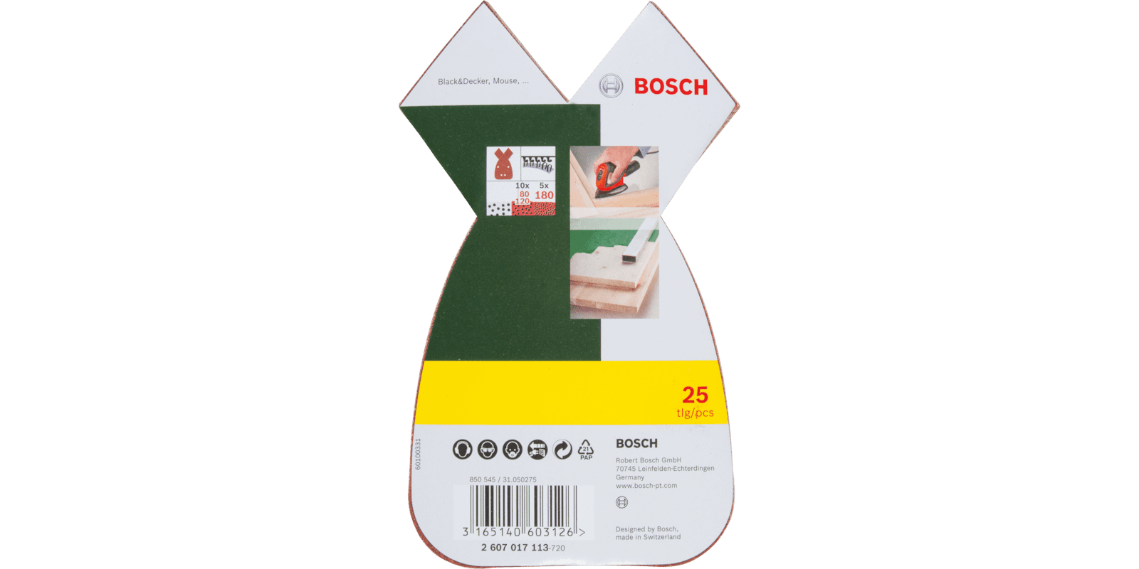 Conjunto de Folhas de Lixa BOSCH 2607017113 (25 Unidades - Grãos 80/120/180), miniatura 3