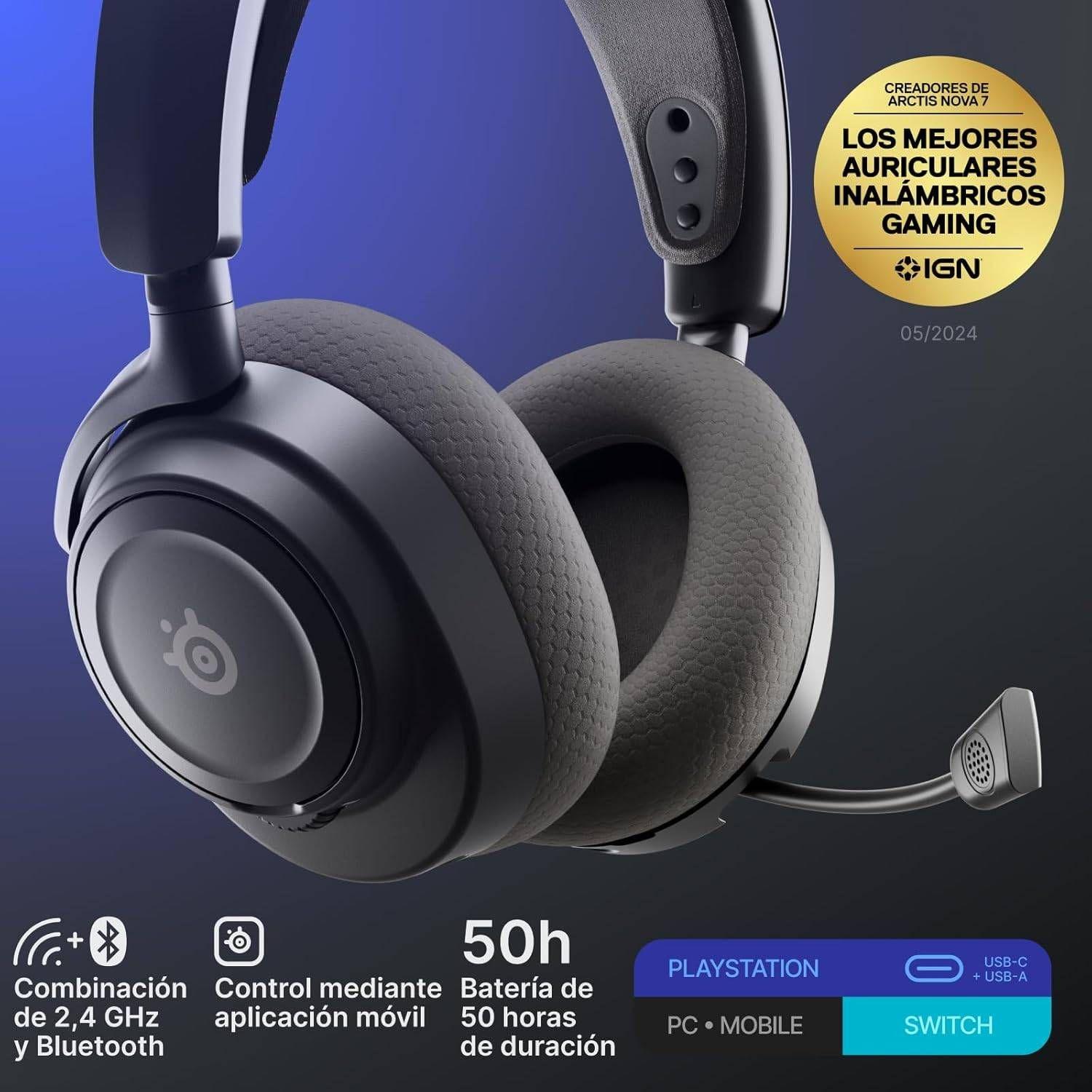 Headset Gaming STEELSERIES Arctis Nova 7P Gen 2 (Binaural - Sem fios - Circumaural - Preto) — miniatura 4
