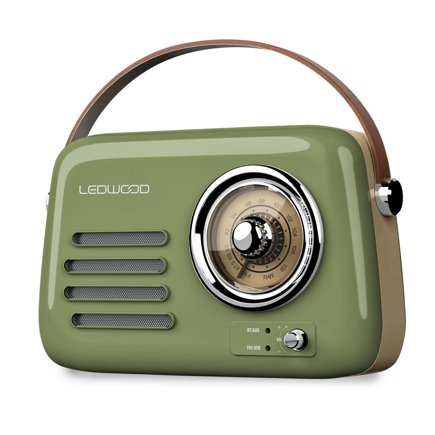 Rádio Retro LEDWOOD Alma FM Bluetooth (30 W - Bluetooth - Verde)