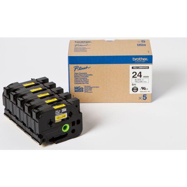 Fita de Impressão BROTHER HGE-651V5 (Preto sobre Amarelo), miniatura 4