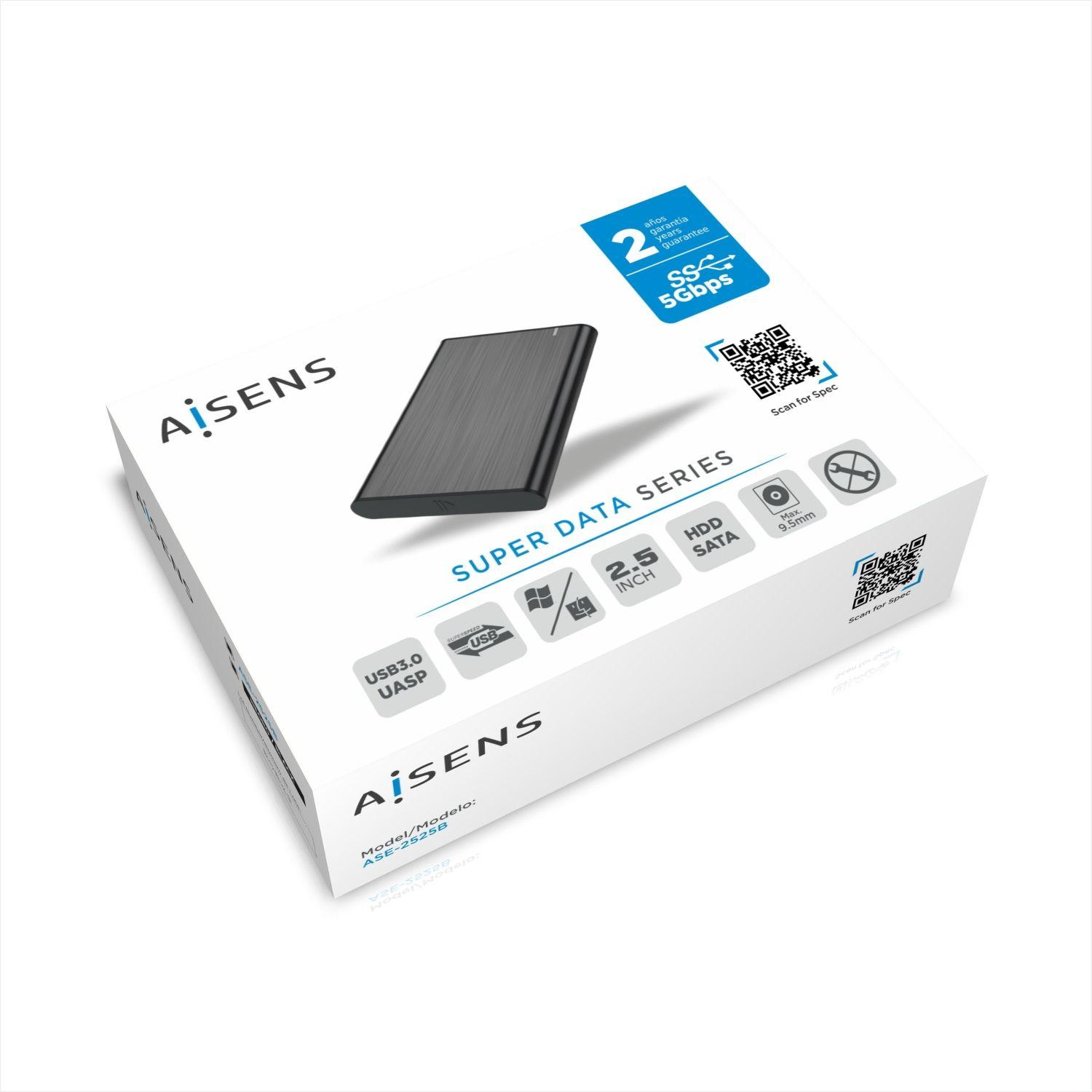 Caixa Externa para Discos AISENS ASE-2525B (2.5" - 4200 RPM / 5400 RPM / 7200 RPM - Preto) — miniatura 5