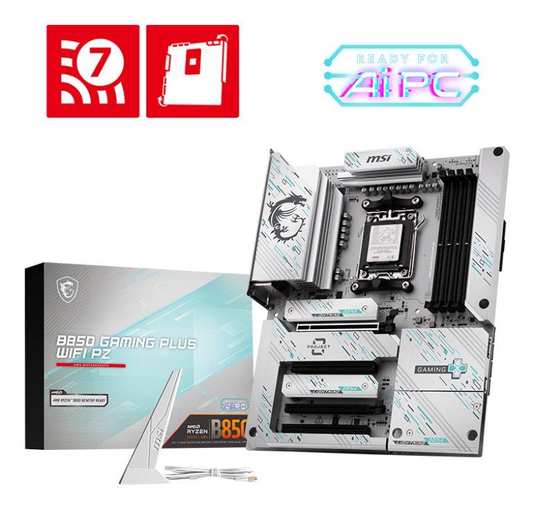Motherboard MSI B850 GAMING PLUS WIFI PZ (AM5 - ATX - Duplo canal - Preto)