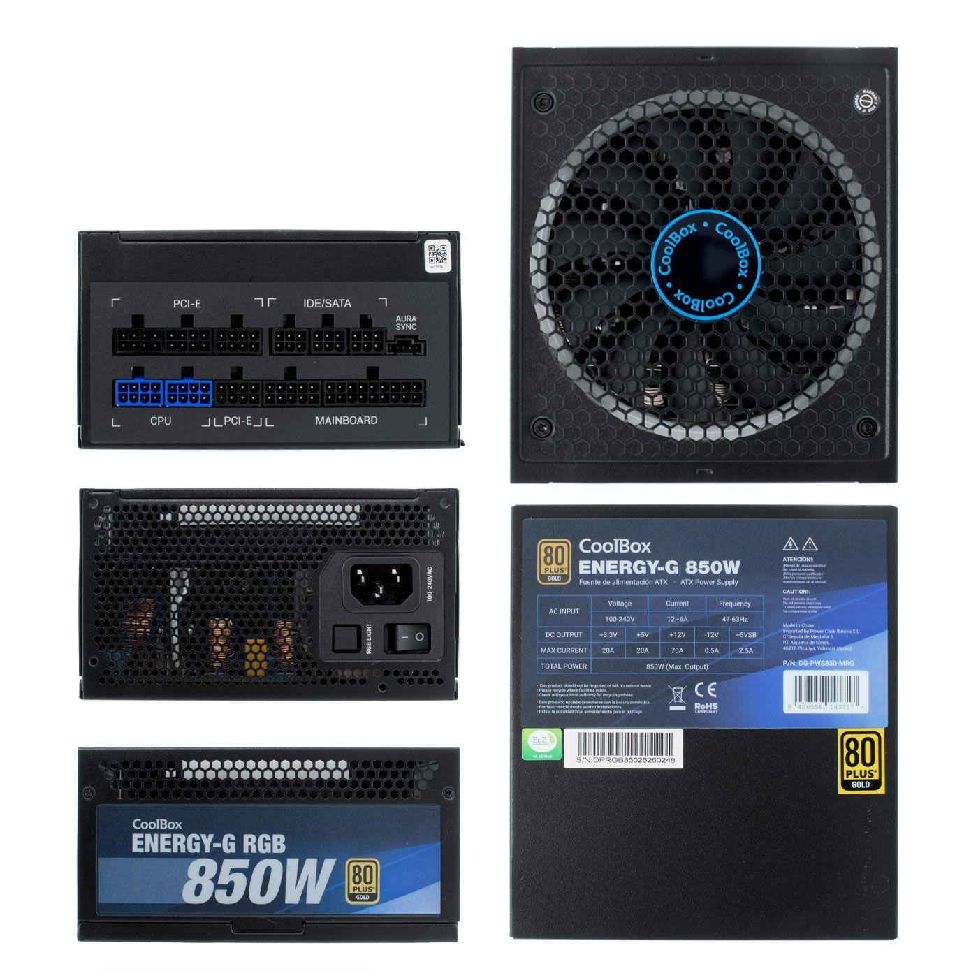 Fonte de Alimentação COOLBOX DeepGaming Energy-G 850W (ATX - 850 W - 80 PLUS Gold - Preto), miniatura 2