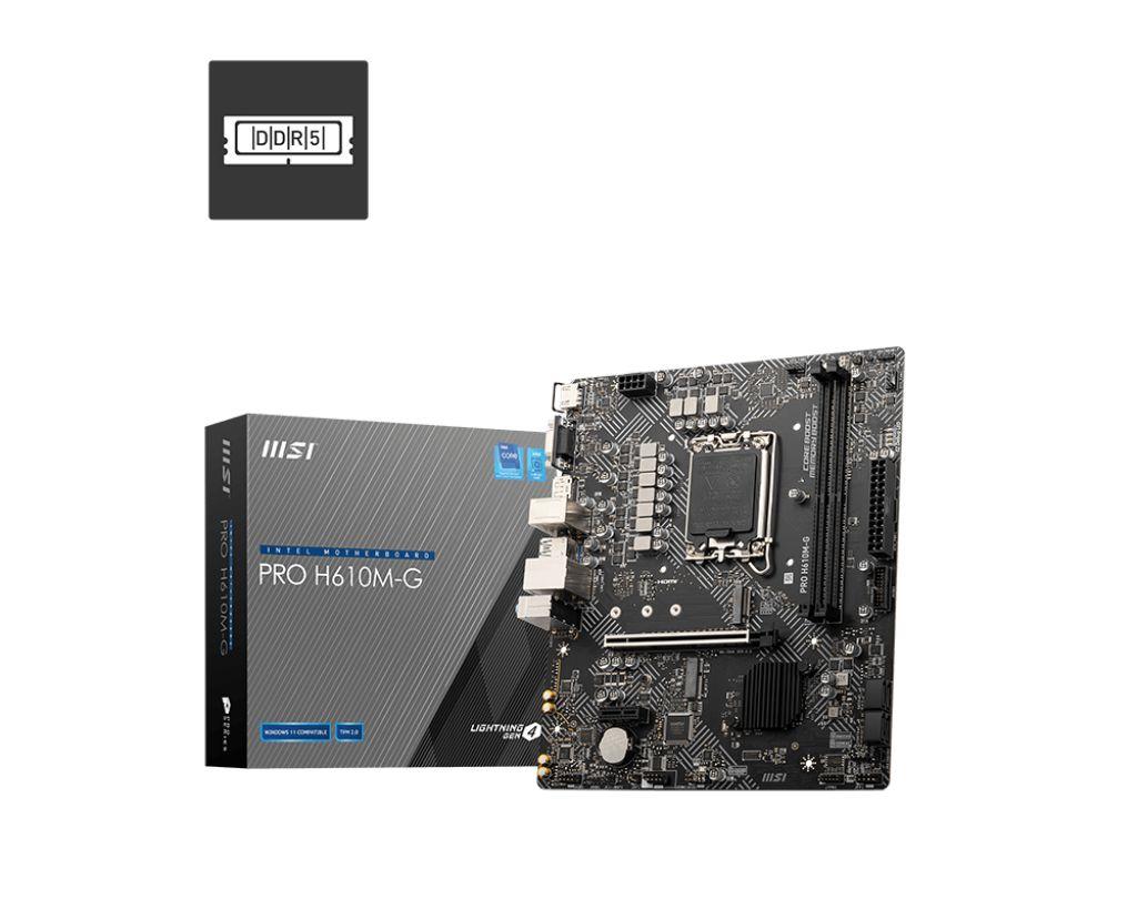 Motherboard MSI PRO H610M-G (LGA 1700 - Intel® Core™ i9 - micro ATX - Preto)