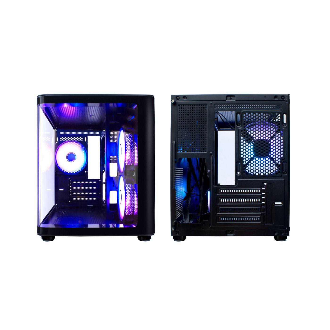 Caixa de Computador Gaming COOLBOX GM100 Vision ARGB (Micro ATX, Mini-ITX - Mini-torre - Vidro temperado, SGCC - Preto) — miniatura 4