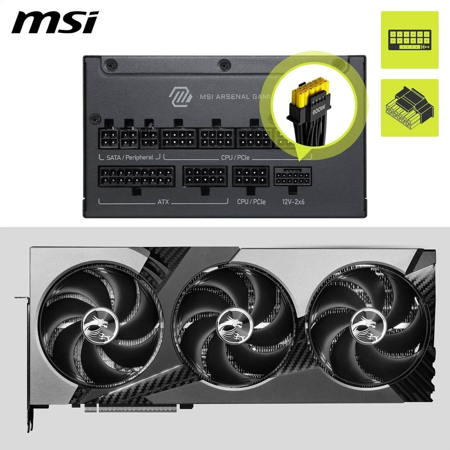 Fonte de Alimentação MSI MAG A1000PLS PCIE5 (ATX - 1000 W - 80 PLUS Titanium - Preto), miniatura 5