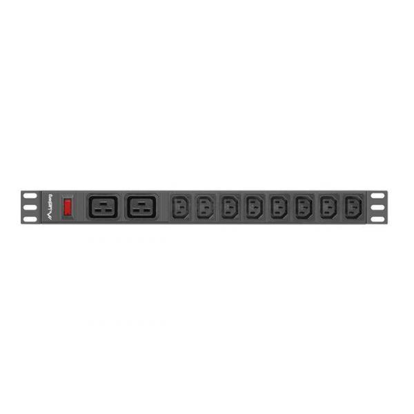 Bloco de Tomadas para Rack LANBERG PDU-02I1908I-0200-C20-BK (48,3 cm - Acoplador C20 - Preto), miniatura 2