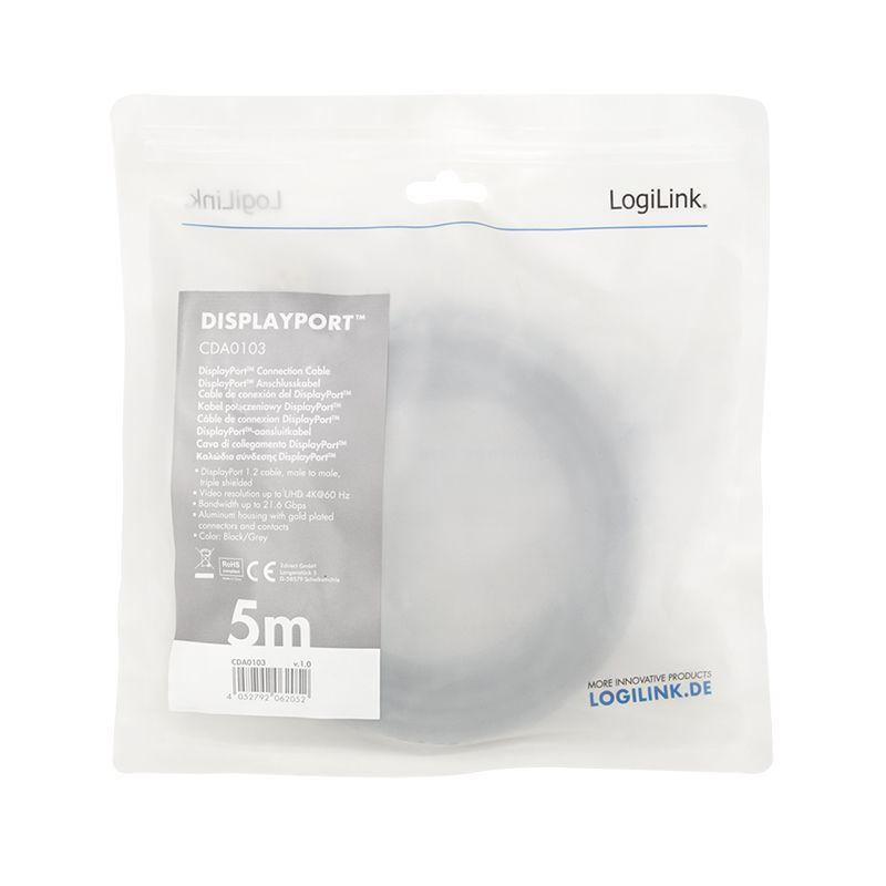 Cabo DisplayPort LOGILINK CDA0103 (5 m - Preto e Cinzento) — miniatura 3