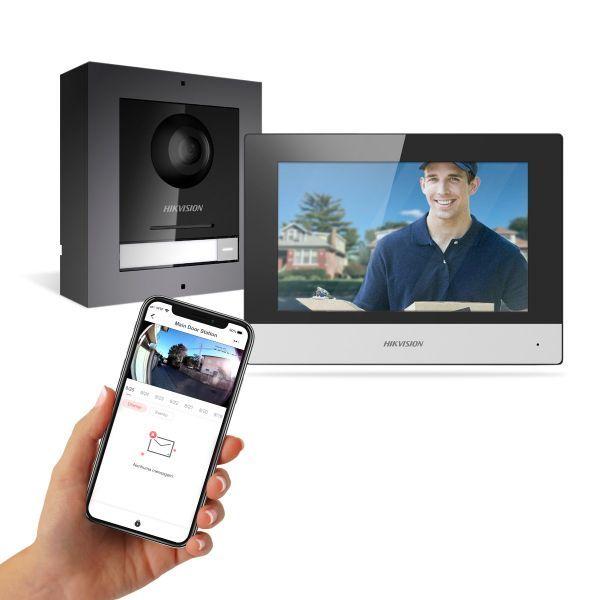 Kit de Videoporteiro HIKVISION DS-KIS602(B) (IP - Wi-Fi - Ecrã tátil de 7" - Preto/Cinzento) — miniatura 2