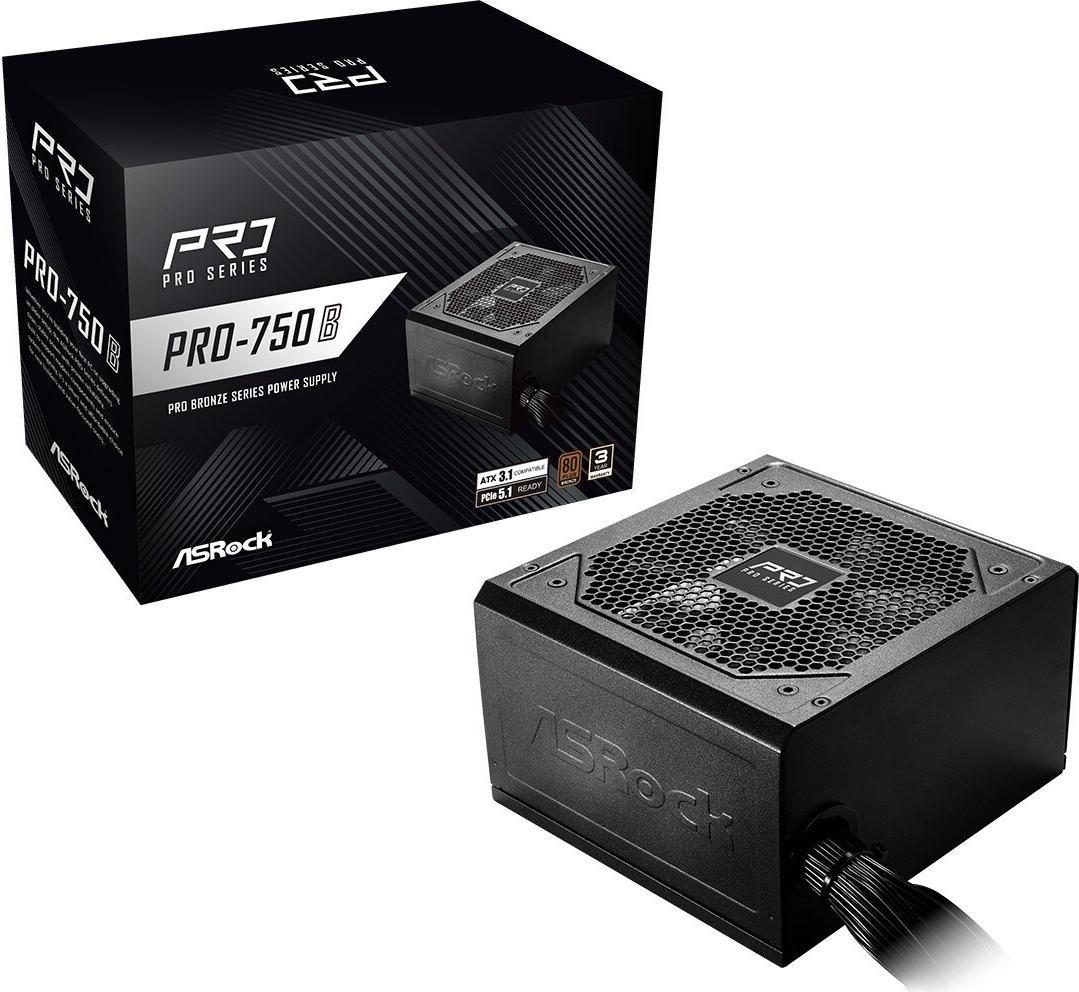 Fonte de Alimentação ASROCK PRO-750B (ATX - 750 W - 80 PLUS Bronze - Preto)